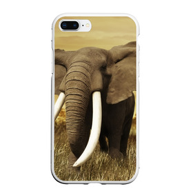 Чехол для iPhone 7Plus/8 Plus матовый с принтом Могучий слон в Кировске, Силикон | Область печати: задняя сторона чехла, без боковых панелей | elephant | африка | бивни | джунгли | мамонт | савана | сафари | слон | хобот