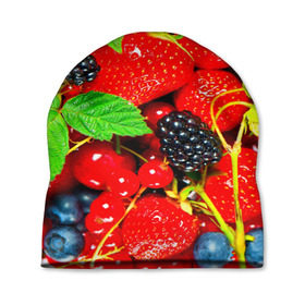 Шапка 3D с принтом Ягоды в Кировске, 100% полиэстер | универсальный размер, печать по всей поверхности изделия | малина | ягода | ягодка | ягодная
