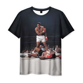 Мужская футболка 3D с принтом Muhammad Ali в Кировске, 100% полиэфир | прямой крой, круглый вырез горловины, длина до линии бедер | impossible is nothing | muhammad ali | бокс | боксёр | мохаммед али | спорт