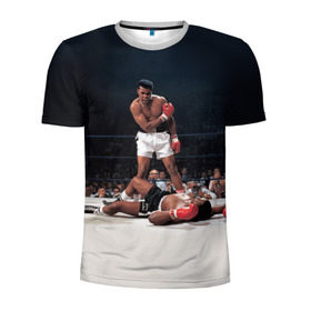 Мужская футболка 3D спортивная с принтом Muhammad Ali в Кировске, 100% полиэстер с улучшенными характеристиками | приталенный силуэт, круглая горловина, широкие плечи, сужается к линии бедра | impossible is nothing | muhammad ali | бокс | боксёр | мохаммед али | спорт