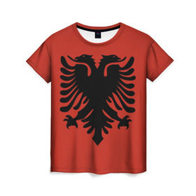Женская футболка 3D с принтом Сборная Албания в Кировске, 100% полиэфир ( синтетическое хлопкоподобное полотно) | прямой крой, круглый вырез горловины, длина до линии бедер | футбол