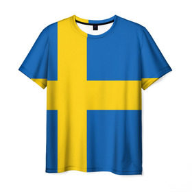 Мужская футболка 3D с принтом Швеция в Кировске, 100% полиэфир | прямой крой, круглый вырез горловины, длина до линии бедер | сборная | футбол