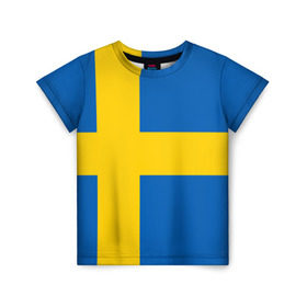 Детская футболка 3D с принтом Швеция в Кировске, 100% гипоаллергенный полиэфир | прямой крой, круглый вырез горловины, длина до линии бедер, чуть спущенное плечо, ткань немного тянется | сборная | футбол