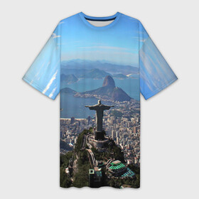 Платье-футболка 3D с принтом Рио де Жанейро в Кировске,  |  | brazil | rio de janeiro | бразилия | жара | каникулы | карнавал | мегаполис | отдых | отпуск | пляж | приключение | путешествие | рио де жанейро | туризм | футбол | южная америка