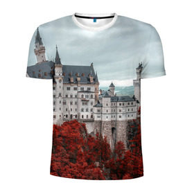 Мужская футболка 3D спортивная с принтом Замок на горе в Кировске, 100% полиэстер с улучшенными характеристиками | приталенный силуэт, круглая горловина, широкие плечи, сужается к линии бедра | архитектура | крепость | пейзаж