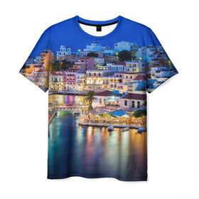 Мужская футболка 3D с принтом Крит (Греция) в Кировске, 100% полиэфир | прямой крой, круглый вырез горловины, длина до линии бедер | crete | greece | афины | греция | европа | ес | крит | острова | отдых | отпуск | песок | пляж | солнце. туризм | средиземное море