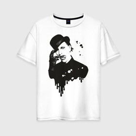 Женская футболка хлопок Oversize с принтом Marilyn Manson в Кировске, 100% хлопок | свободный крой, круглый ворот, спущенный рукав, длина до линии бедер
 | manson | marilyn | менсон | мерлин мэнсон | мэнсон