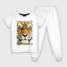 Детская пижама хлопок с принтом Тигр (retro style) в Кировске, 100% хлопок |  брюки и футболка прямого кроя, без карманов, на брюках мягкая резинка на поясе и по низу штанин
 | tiger | дикая кошка | тигр | хищник