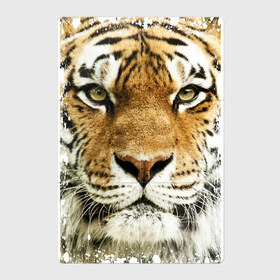 Магнитный плакат 2Х3 с принтом Тигр (retro style) в Кировске, Полимерный материал с магнитным слоем | 6 деталей размером 9*9 см | tiger | дикая кошка | тигр | хищник