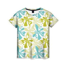 Женская футболка 3D с принтом Гавайская в Кировске, 100% полиэфир ( синтетическое хлопкоподобное полотно) | прямой крой, круглый вырез горловины, длина до линии бедер | гавайи | растительный орнамент | рубашка