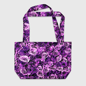Пляжная сумка 3D с принтом Цветочки в Кировске, 100% полиэстер | застегивается на металлическую кнопку; внутренний карман застегивается на молнию. Стенки укреплены специальным мягким материалом, чтобы защитить содержимое от несильных ударов
 | роза | сиреневый | фиолетовый | цветы