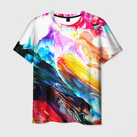 Мужская футболка 3D с принтом Абстракция красок в Кировске, 100% полиэфир | прямой крой, круглый вырез горловины, длина до линии бедер | color | paint | red | абстракция красок | брызги | краска | красный
