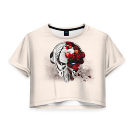 Женская футболка 3D укороченная с принтом Пиратская станция 5 в Кировске, 100% полиэстер | круглая горловина, длина футболки до линии талии, рукава с отворотами | and | dnb | drumm | pirate | station | бэйс | драм | пиратская | станция
