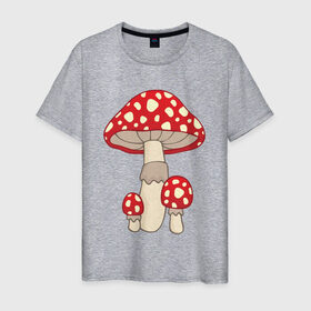 Мужская футболка хлопок с принтом Мухоморы в Кировске, 100% хлопок | прямой крой, круглый вырез горловины, длина до линии бедер, слегка спущенное плечо. | грибы | поганки