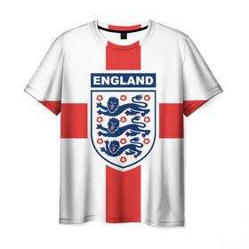 Мужская футболка 3D с принтом Сборная Англии в Кировске, 100% полиэфир | прямой крой, круглый вырез горловины, длина до линии бедер | england | англия | европы | мира | футбол | чемпионат