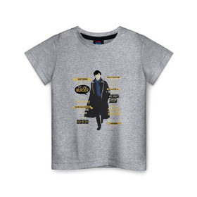 Детская футболка хлопок с принтом Шерлок в Кировске, 100% хлопок | круглый вырез горловины, полуприлегающий силуэт, длина до линии бедер | sherlock | шерлок