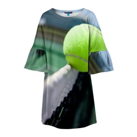 Детское платье 3D с принтом Теннис в Кировске, 100% полиэстер | прямой силуэт, чуть расширенный к низу. Круглая горловина, на рукавах — воланы | надаль | тенис