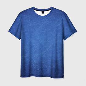 Мужская футболка 3D с принтом Текстура в Кировске, 100% полиэфир | прямой крой, круглый вырез горловины, длина до линии бедер | полоски | синий | текстура | царапины