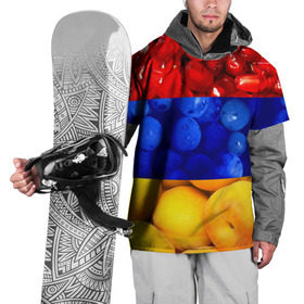 Накидка на куртку 3D с принтом Флаг Армении в Кировске, 100% полиэстер |  | Тематика изображения на принте: армения | гранат | персик | слива | страны | флаг армении | фрукты