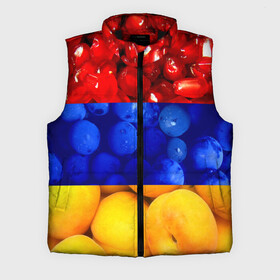 Мужской жилет утепленный 3D с принтом Флаг Армении в Кировске,  |  | армения | гранат | персик | слива | страны | флаг армении | фрукты