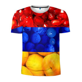 Мужская футболка 3D спортивная с принтом Флаг Армении в Кировске, 100% полиэстер с улучшенными характеристиками | приталенный силуэт, круглая горловина, широкие плечи, сужается к линии бедра | армения | гранат | персик | слива | страны | флаг армении | фрукты