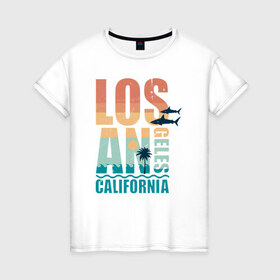 Женская футболка хлопок с принтом Losangeles в Кировске, 100% хлопок | прямой крой, круглый вырез горловины, длина до линии бедер, слегка спущенное плечо | california | losangeles | summer | лето