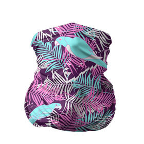 Бандана-труба 3D с принтом Summer paradise в Кировске, 100% полиэстер, ткань с особыми свойствами — Activecool | плотность 150‒180 г/м2; хорошо тянется, но сохраняет форму | паттерн | попугаи | разноцветный | тропики | цветы | яркий