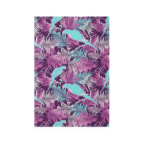 Обложка для паспорта матовая кожа с принтом Summer paradise в Кировске, натуральная матовая кожа | размер 19,3 х 13,7 см; прозрачные пластиковые крепления | Тематика изображения на принте: паттерн | попугаи | разноцветный | тропики | цветы | яркий