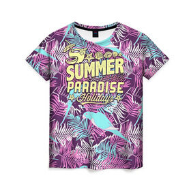 Женская футболка 3D с принтом Summer paradise 2 в Кировске, 100% полиэфир ( синтетическое хлопкоподобное полотно) | прямой крой, круглый вырез горловины, длина до линии бедер | beach | flower | party | summer | swag | trend | вечеринка | лето | популярное | сваг | свег | тренд | хит | цветочки | цветы