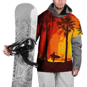 Накидка на куртку 3D с принтом Summer Surf в Кировске, 100% полиэстер |  | закат | лето | пейзаж | серфинг | тропики