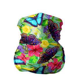 Бандана-труба 3D с принтом Summer Butterflies в Кировске, 100% полиэстер, ткань с особыми свойствами — Activecool | плотность 150‒180 г/м2; хорошо тянется, но сохраняет форму | бабочки | лето | пестрый | разноцветный