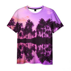 Мужская футболка 3D с принтом Hawaii dream в Кировске, 100% полиэфир | прямой крой, круглый вырез горловины, длина до линии бедер | гавайи | закат | пляж