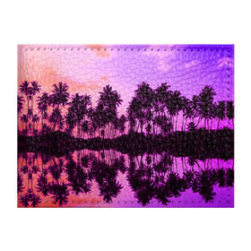 Обложка для студенческого билета с принтом Hawaii dream в Кировске, натуральная кожа | Размер: 11*8 см; Печать на всей внешней стороне | Тематика изображения на принте: гавайи | закат | пляж