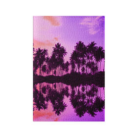 Обложка для паспорта матовая кожа с принтом Hawaii dream в Кировске, натуральная матовая кожа | размер 19,3 х 13,7 см; прозрачные пластиковые крепления | Тематика изображения на принте: гавайи | закат | пляж