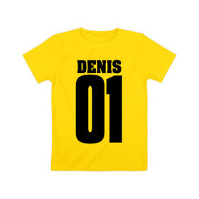 Детская футболка хлопок с принтом Денис 01 в Кировске, 100% хлопок | круглый вырез горловины, полуприлегающий силуэт, длина до линии бедер | 01 | denis | денис | на спине | номер | цифры
