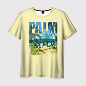 Мужская футболка 3D с принтом Palm beach в Кировске, 100% полиэфир | прямой крой, круглый вырез горловины, длина до линии бедер | beach | party | summer | swag | trend | вечеринка | лето | популярное | сваг | свег | тренд | хит