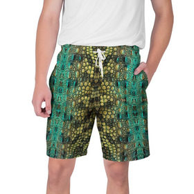 Мужские шорты 3D с принтом Крокодил в Кировске,  полиэстер 100% | прямой крой, два кармана без застежек по бокам. Мягкая трикотажная резинка на поясе, внутри которой широкие завязки. Длина чуть выше колен | змея | кожа
