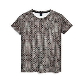 Женская футболка 3D с принтом Кольчуга в Кировске, 100% полиэфир ( синтетическое хлопкоподобное полотно) | прямой крой, круглый вырез горловины, длина до линии бедер | броня | железо | металл | текстура