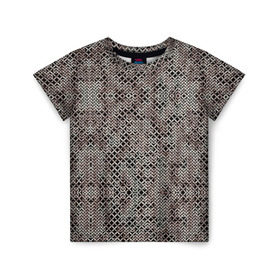 Детская футболка 3D с принтом Кольчуга в Кировске, 100% гипоаллергенный полиэфир | прямой крой, круглый вырез горловины, длина до линии бедер, чуть спущенное плечо, ткань немного тянется | броня | железо | металл | текстура