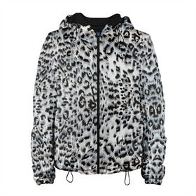 Женская куртка 3D с принтом White Jaguar в Кировске, ткань верха — 100% полиэстер, подклад — флис | прямой крой, подол и капюшон оформлены резинкой с фиксаторами, два кармана без застежек по бокам, один большой потайной карман на груди. Карман на груди застегивается на липучку | Тематика изображения на принте: барс | леопард | ягуар