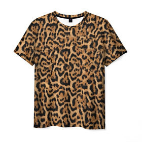 Мужская футболка 3D с принтом Jaguar в Кировске, 100% полиэфир | прямой крой, круглый вырез горловины, длина до линии бедер | оцелот | пума | текстура | ягуар