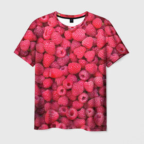 Мужская футболка 3D с принтом Малинки в Кировске, 100% полиэфир | прямой крой, круглый вырез горловины, длина до линии бедер | raspberry | летняя | ягодн
