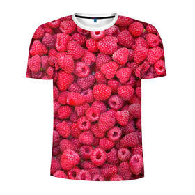 Мужская футболка 3D спортивная с принтом Малинки в Кировске, 100% полиэстер с улучшенными характеристиками | приталенный силуэт, круглая горловина, широкие плечи, сужается к линии бедра | raspberry | летняя | ягодн