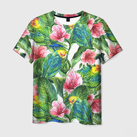 Мужская футболка 3D с принтом Джунгли в Кировске, 100% полиэфир | прямой крой, круглый вырез горловины, длина до линии бедер | flower | summer | swag | trend | лето | популярное | сваг | свег | тренд | хит | цветочки | цветы