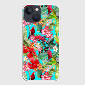 Чехол для iPhone 13 mini с принтом Тропический мир в Кировске,  |  | паттерн | разноцветный | тропики | цветы | яркий