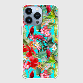 Чехол для iPhone 13 Pro с принтом Тропический мир в Кировске,  |  | паттерн | разноцветный | тропики | цветы | яркий