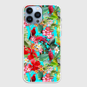 Чехол для iPhone 13 Pro Max с принтом Тропический мир в Кировске,  |  | паттерн | разноцветный | тропики | цветы | яркий