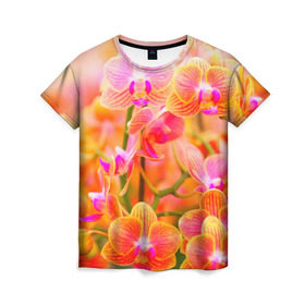 Женская футболка 3D с принтом Орхирея в Кировске, 100% полиэфир ( синтетическое хлопкоподобное полотно) | прямой крой, круглый вырез горловины, длина до линии бедер | красивая | орхидея | природа | цветы | яркая