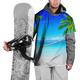 Накидка на куртку 3D с принтом Лазурный берег в Кировске, 100% полиэстер |  | берег | лето | море | океан | отдых | пальма | песок