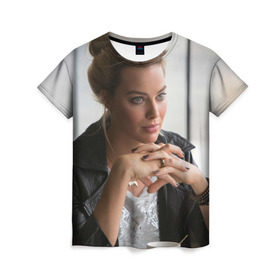 Женская футболка 3D с принтом Робби в Кировске, 100% полиэфир ( синтетическое хлопкоподобное полотно) | прямой крой, круглый вырез горловины, длина до линии бедер | марго робби